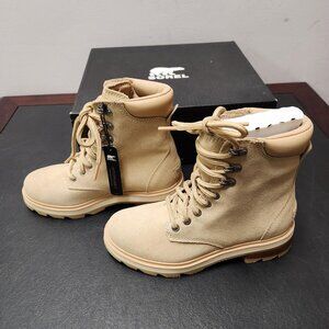 NEW Sorel Women's LENNOX Waterproof Nubuck Leather Combat Boots Size 6 CANOE